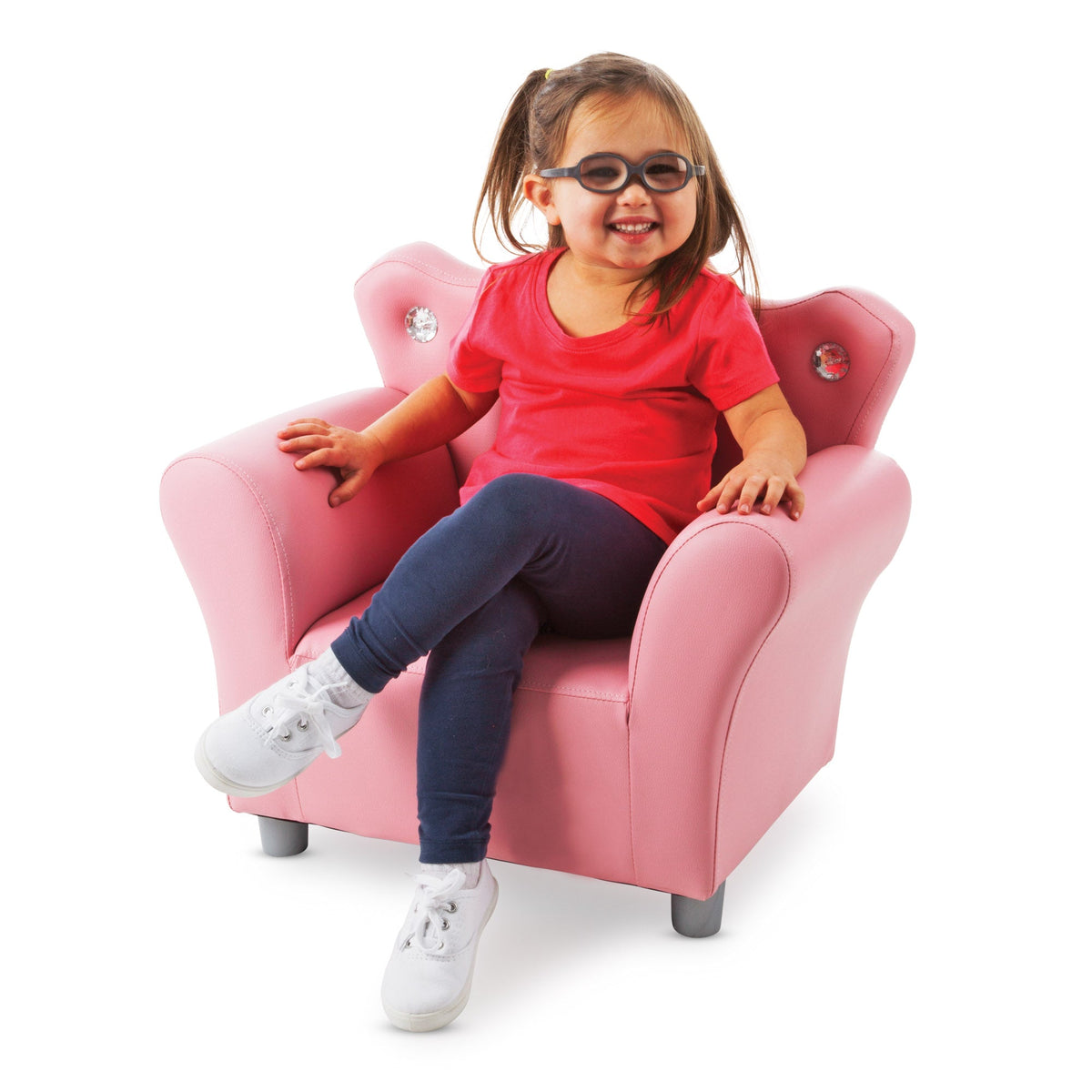 Child’s Crown Armchair – Pink Faux Leather K4