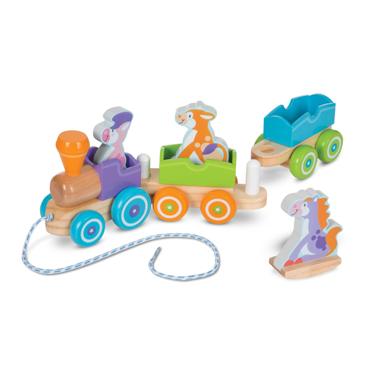 First Play Wooden Rocking Farm Animals Pull Train F8