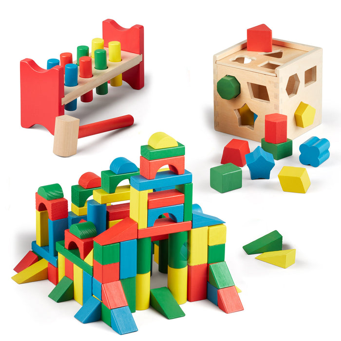 Stack, Sort & Pound Wooden Toy Collection U0