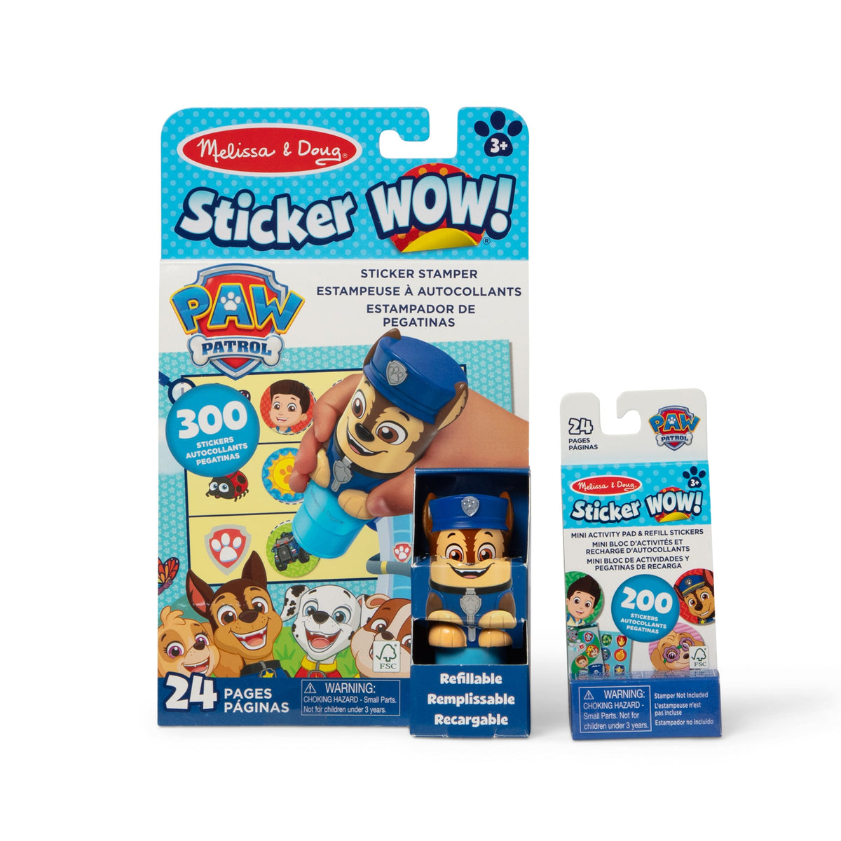 Sticker WOW!™ PAW Patrol Chase Bundle: Activity Pad & Sticker Stamper + Mini Activity Pad and 200 Refill Stickers Z7