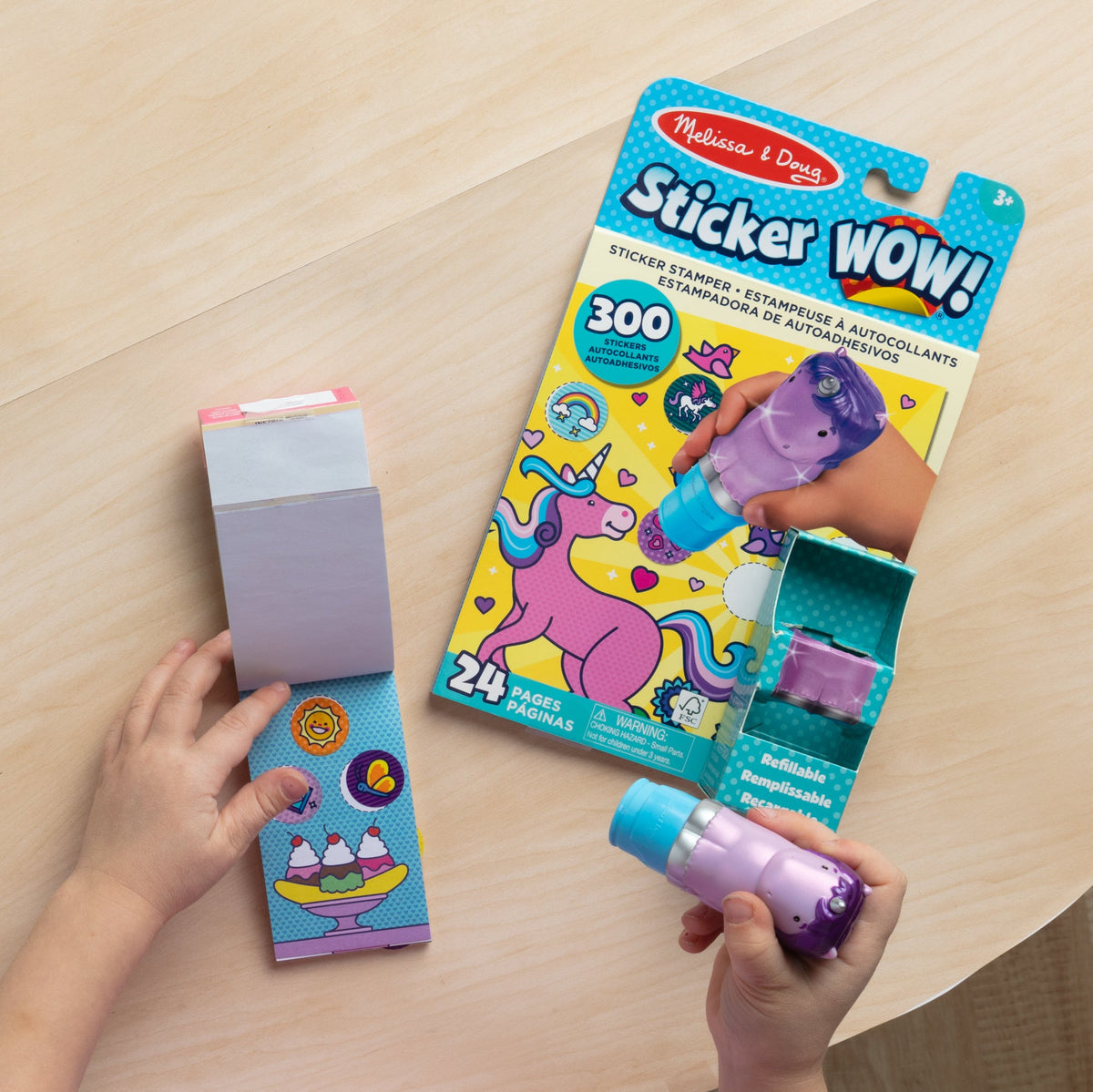 Sticker WOW!™ Purple Unicorn Bundle: Activity Pad & Sticker Stamper + Mini Activity Pad and 200 Refill Stickers I4