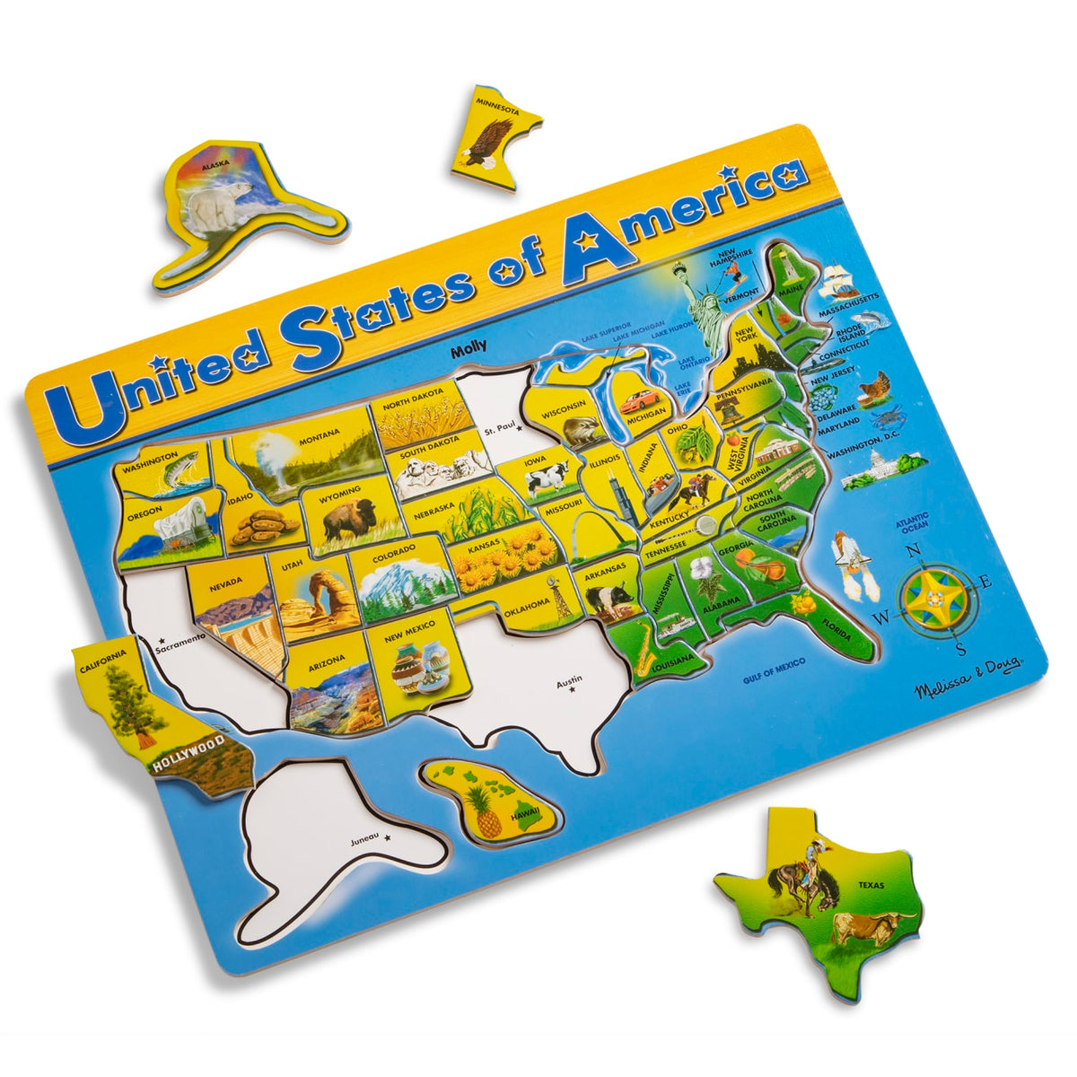 U.S.A. Map Wooden Puzzle H9