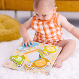 First Play Wooden Touch and Feel Puzzle Peek-a-Boo Pets With Mirror I9