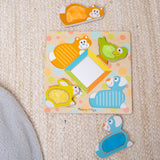 First Play Wooden Touch and Feel Puzzle Peek-a-Boo Pets With Mirror I9