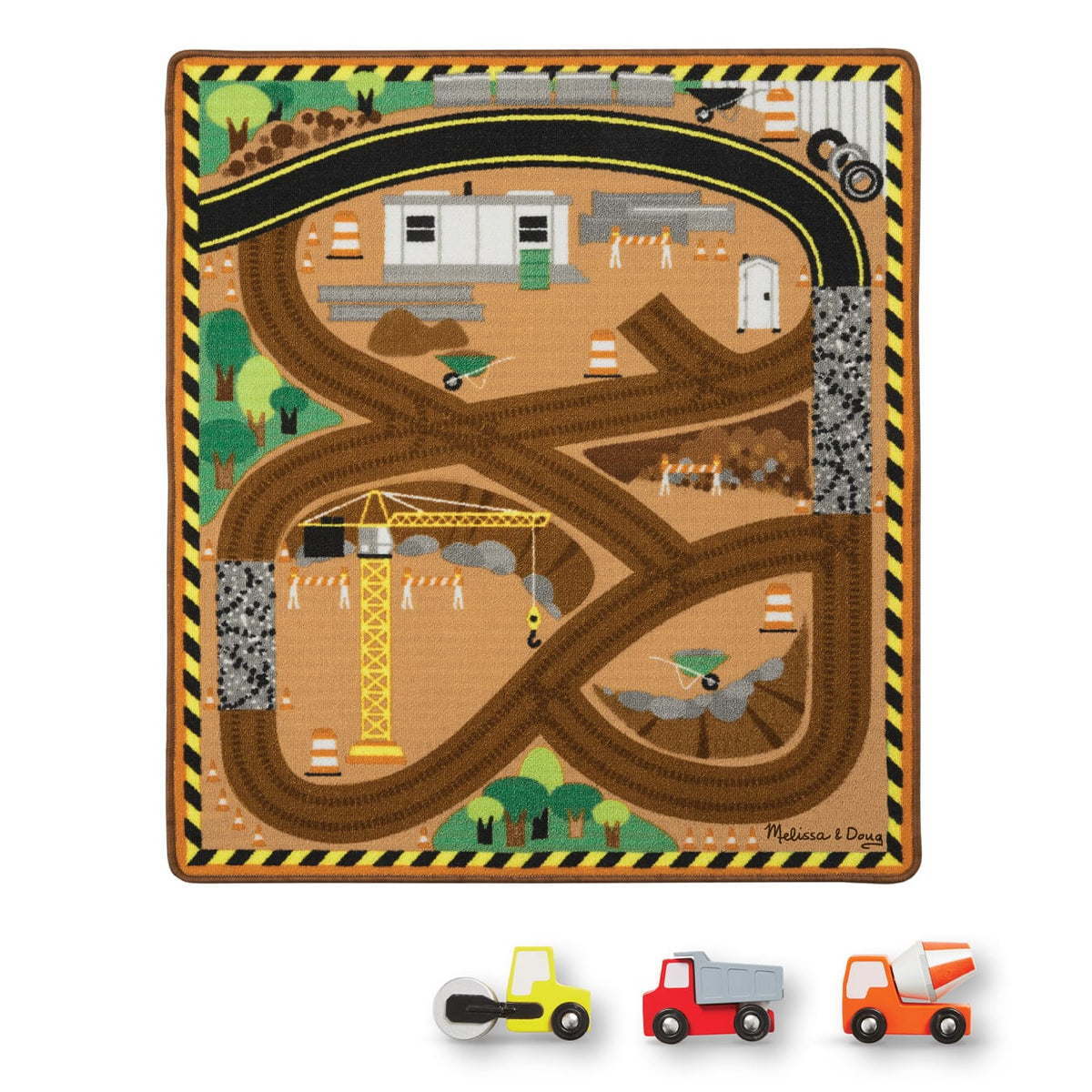 Round the Construction Zone Work Site Rug & Vehicle Set R1