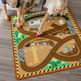 Round the Construction Zone Work Site Rug & Vehicle Set R1