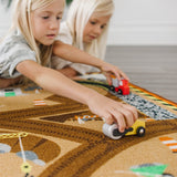 Round the Construction Zone Work Site Rug & Vehicle Set R1