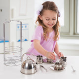 Stainless Steel Tea Set with Storage Stand Y0