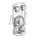 Stainless Steel Tea Set with Storage Stand Y0