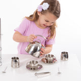 Stainless Steel Tea Set with Storage Stand Y0