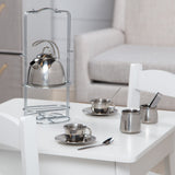 Stainless Steel Tea Set with Storage Stand Y0