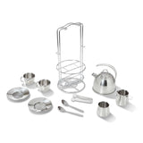 Stainless Steel Tea Set with Storage Stand Y0