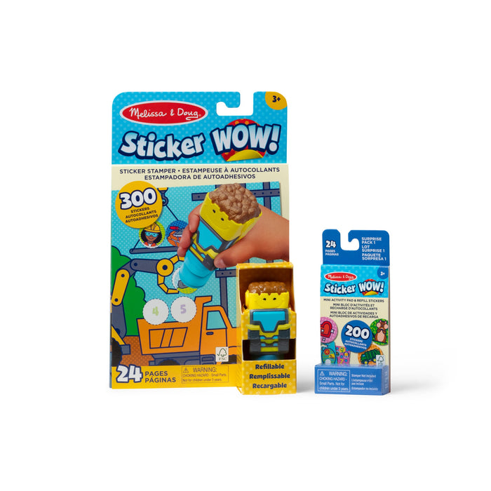 Sticker WOW!™ Bulldozer Bundle: Activity Pad & Sticker Stamper + Mini Activity Pad and 200 Refill Stickers Q7