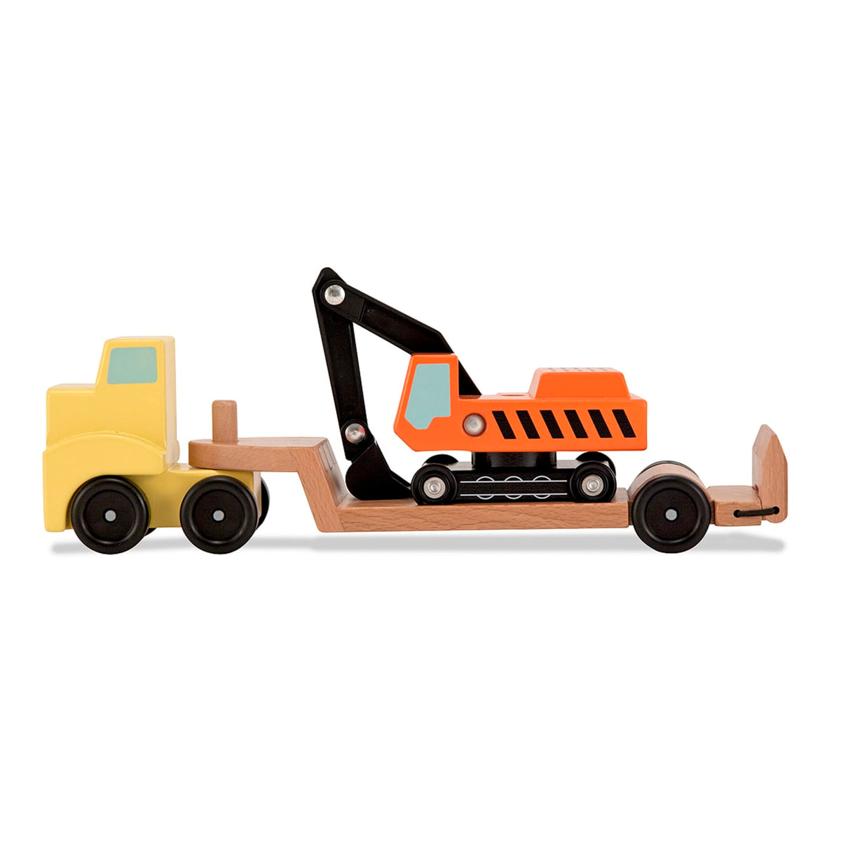Trailer & Excavator Wooden Vehicles Play Set Q9