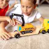 Trailer & Excavator Wooden Vehicles Play Set Q9