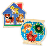 Wooden Jumbo Peg Puzzle 2-Pack: Fish Bowl, House Pets D2