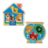 Wooden Jumbo Peg Puzzle 2-Pack: Fish Bowl, House Pets D2