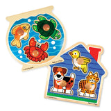 Wooden Jumbo Peg Puzzle 2-Pack: Fish Bowl, House Pets D2
