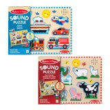 Wooden Sound Puzzle 2-Pack – Farm Animals, Vehicles L3