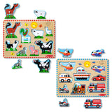 Wooden Sound Puzzle 2-Pack – Farm Animals, Vehicles L3