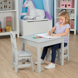 Wooden Table & 2 Chairs - Gray W5