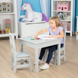 Wooden Table & 2 Chairs - Gray W5