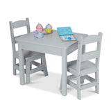 Wooden Table & 2 Chairs - Gray W5
