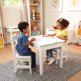 Wooden Table & Chairs - White F9