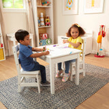 Wooden Table & Chairs - White F9